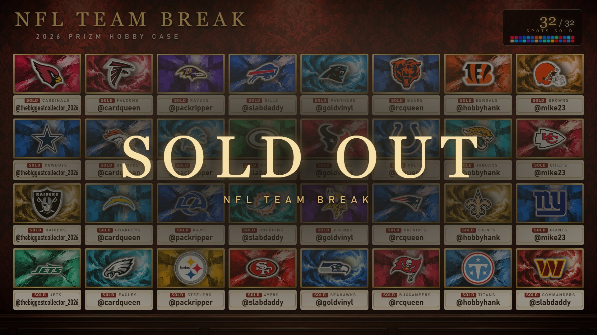 Conservation Atelier sold-out board with sample buyer names