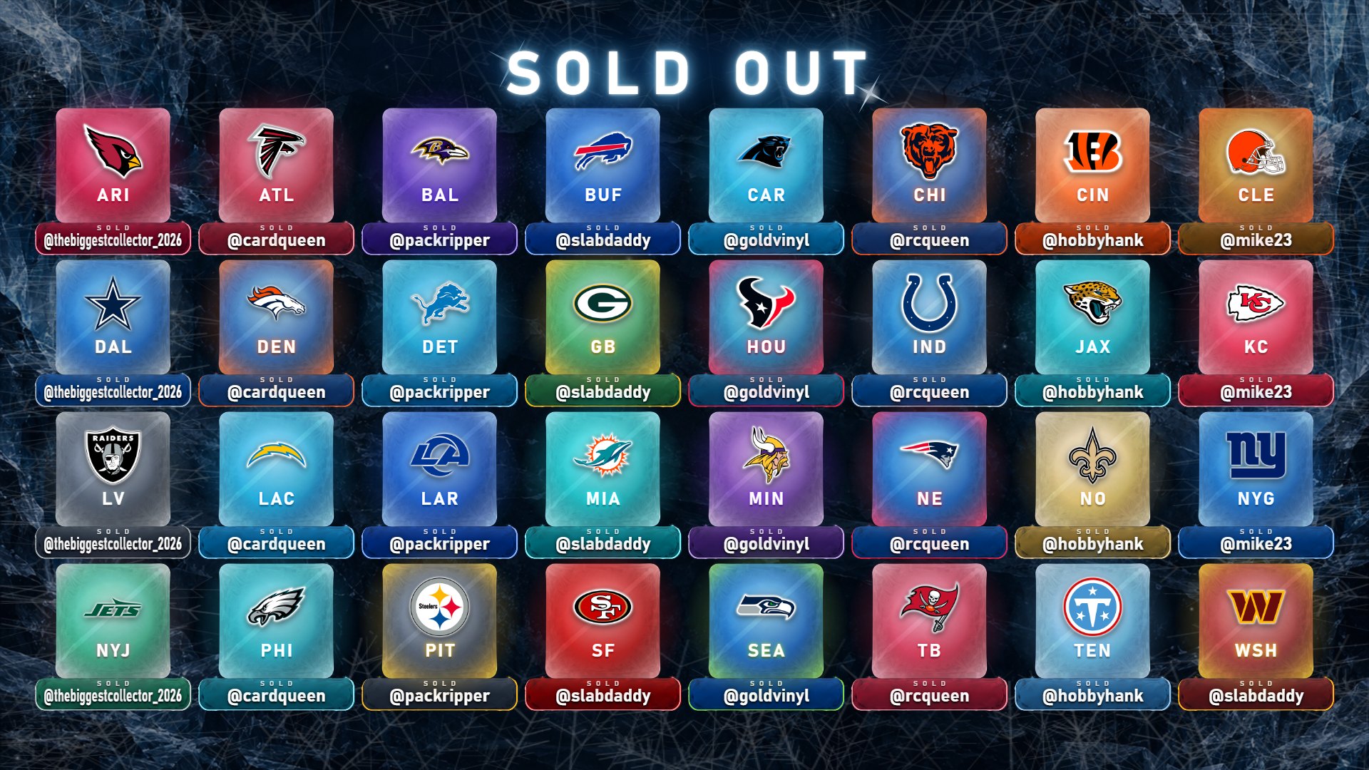 Icebreaker sold-out board with sample buyer names